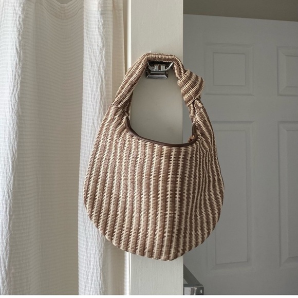 Melie Bianco The Brigitte Satchel Raffia Edition in Tan / Cream small flaws - Picture 3 of 4